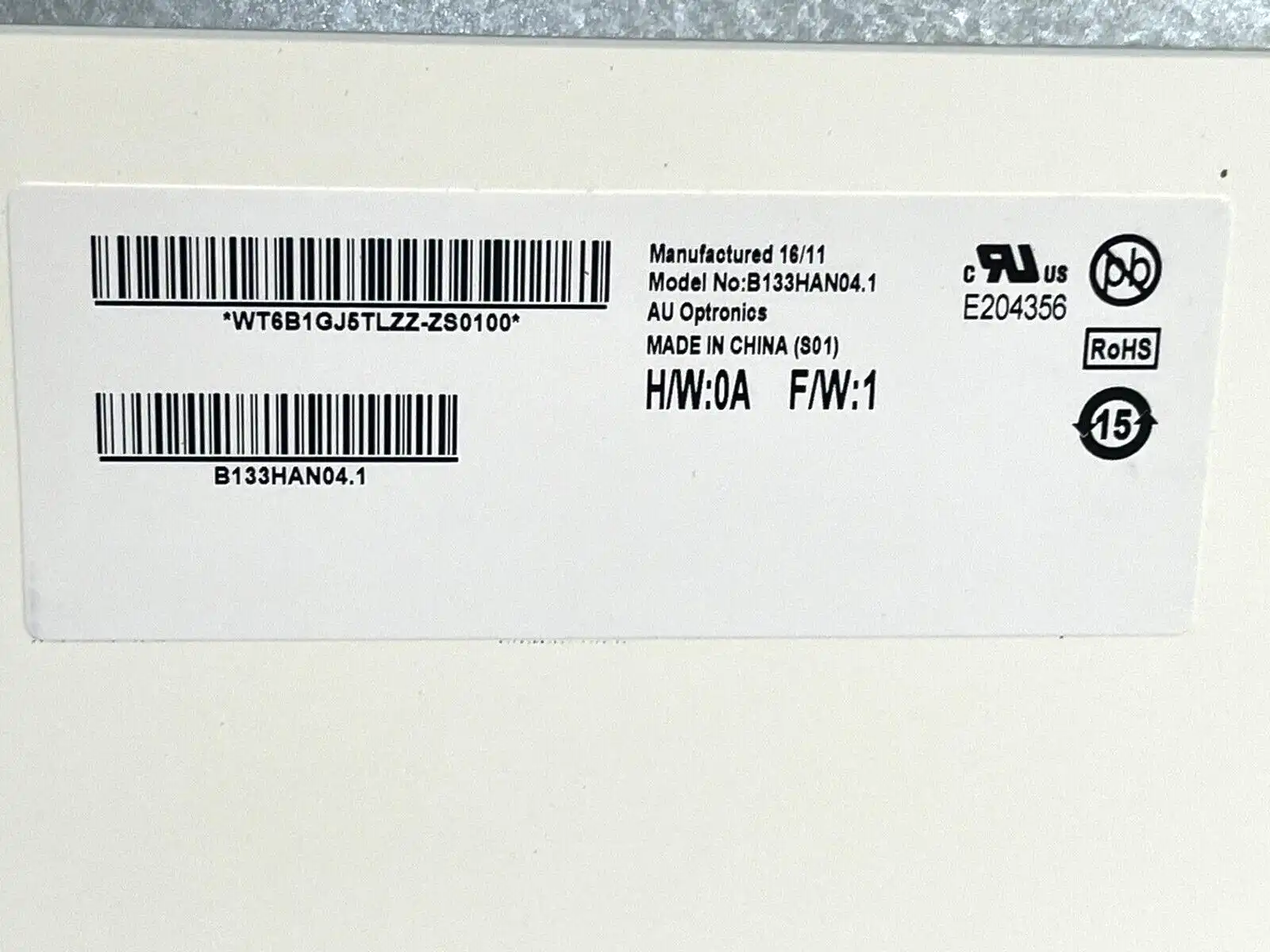 13.3" AUO  B133HAN04.1 IPS Full HD Laptop Screen  Matte Non-Touch KL.13305.027