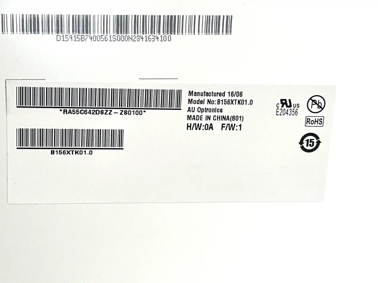 15.6" AU Optronics LED LCD Screen B156XTK01.0   40-pin matte