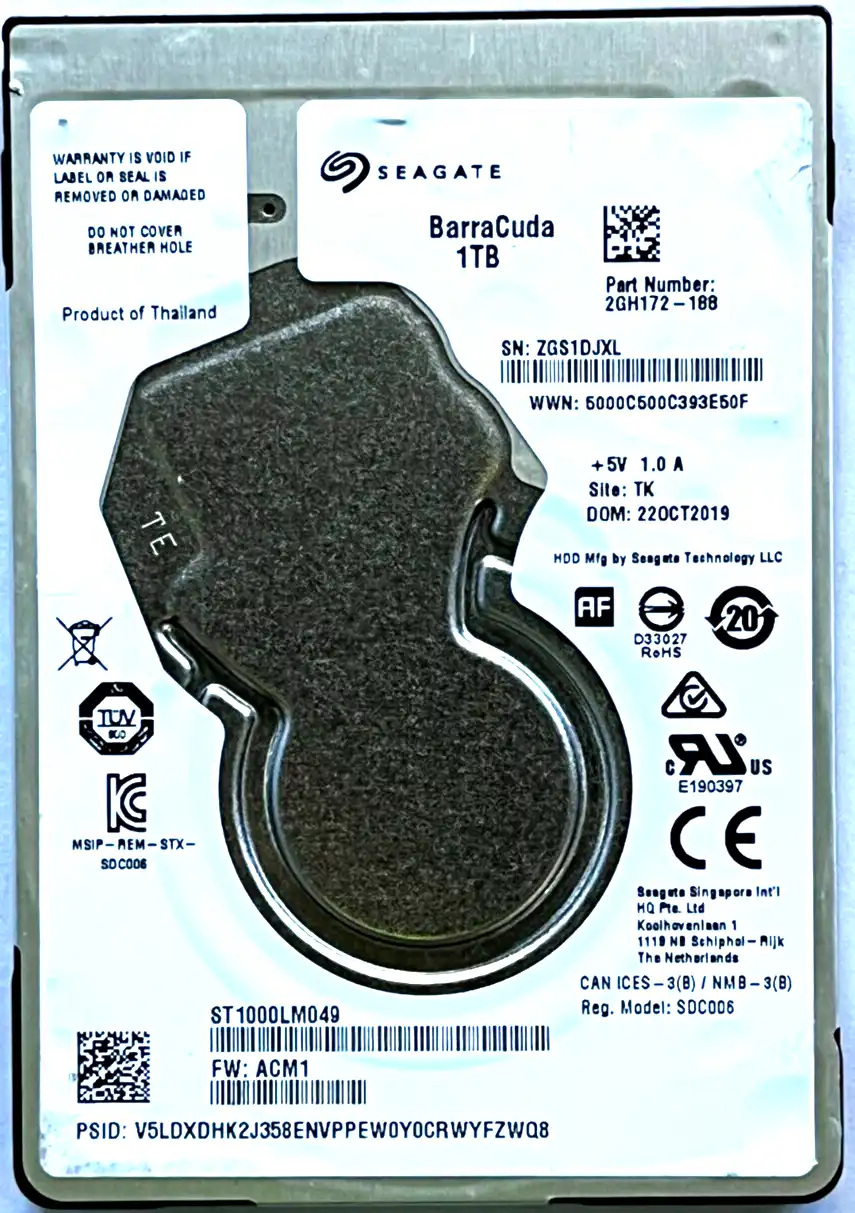 1TB Seagate ST1000LM049  2.5" SATA 6Gb/s 5400rpm 128Mb cache 7mm hard drive