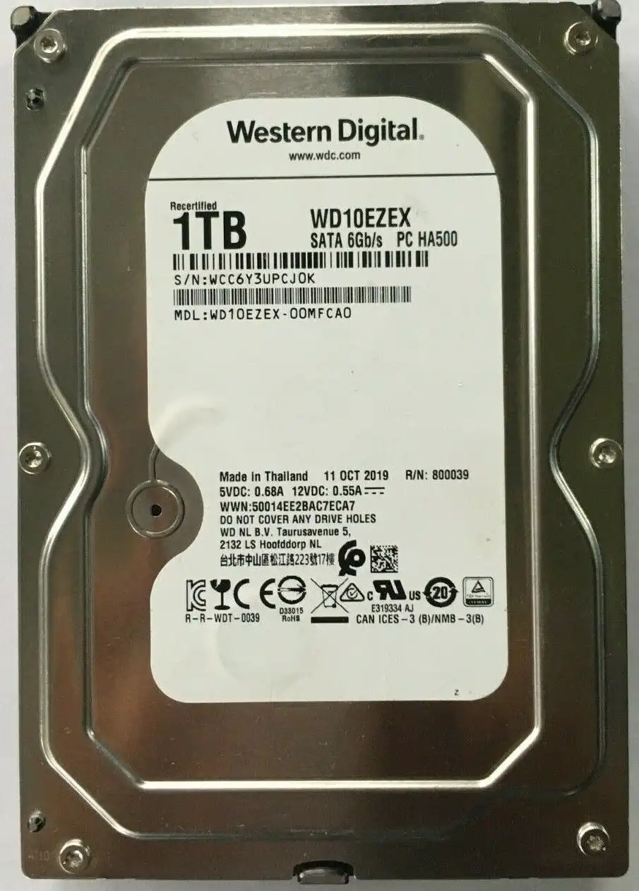 1Tb Western Digital WD10EZEX 3.5" internal SATA 6Gb/s Hard Drive 7200rpm