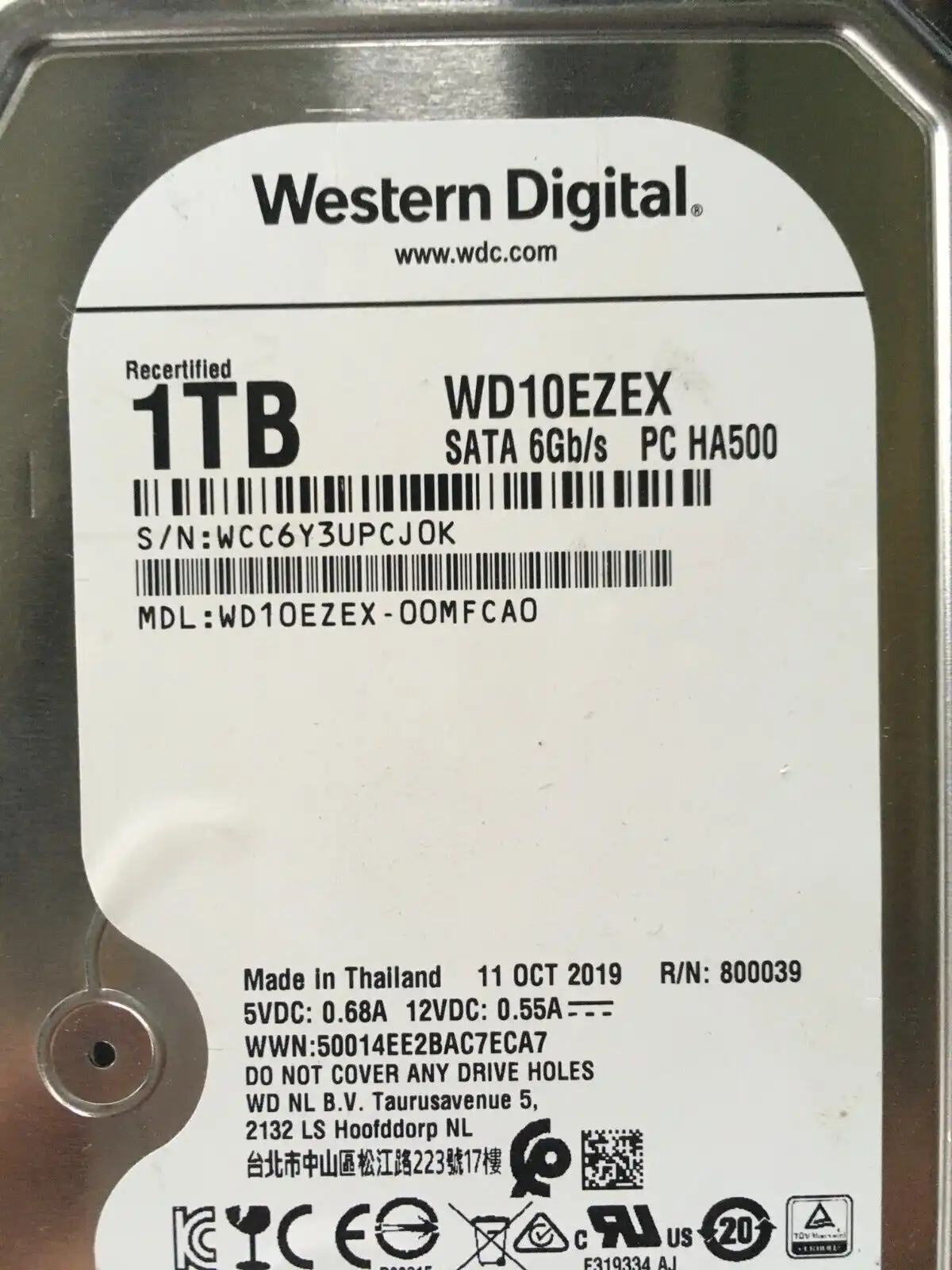 1Tb Western Digital WD10EZEX 3.5" internal SATA 6Gb/s Hard Drive 7200rpm
