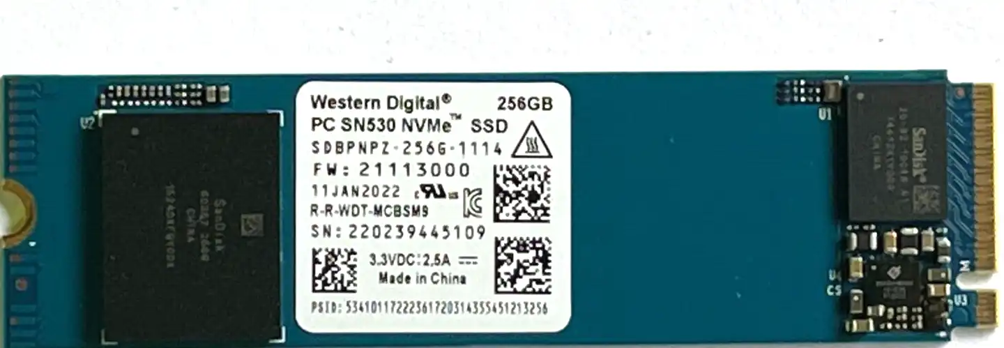 256GB  WD SN530 PCIe Gen 3 NVME m.2 2280  SSD   SDBPNPZ-256G-1114