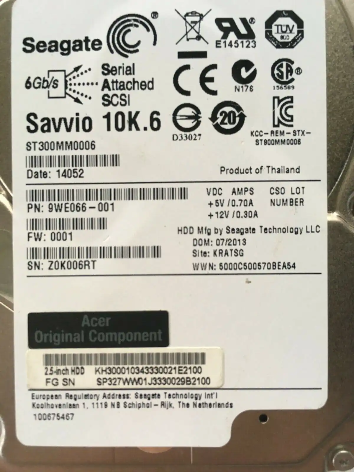 300GB Seagate ST300MM006 Internal 10000 RPM 2.5" 12Gb/s SAS hard drive