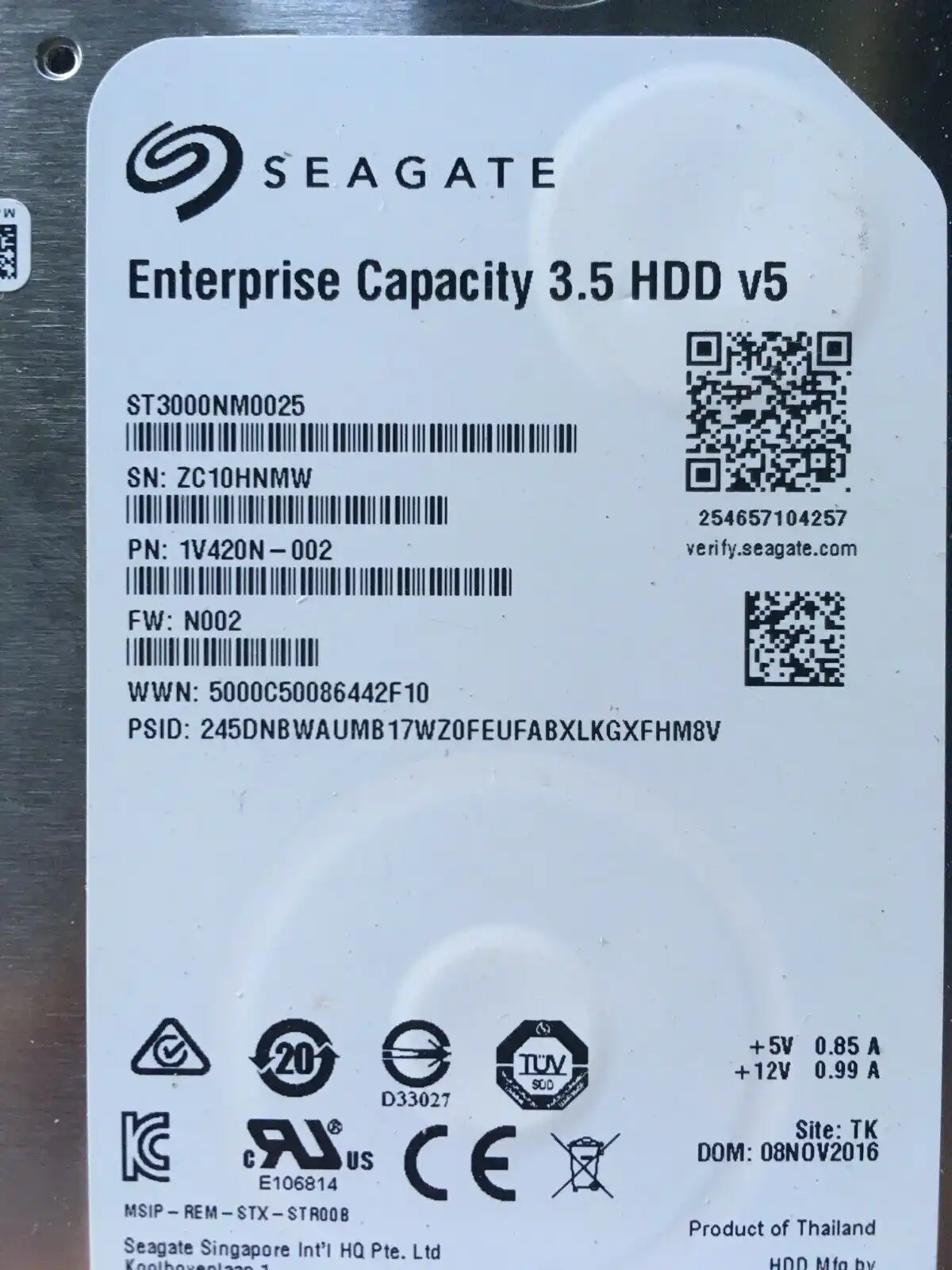 3Tb Seagate ST3000NM0025 7.2k 128Mb 12Gb/s SAS serial attached SCSI