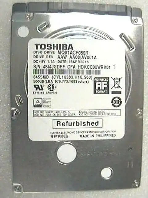 500Gb Toshiba MQ01ACF050 2.5" internal SATA 6Gb/s 7mm 7200rpm laptop Hard Drive