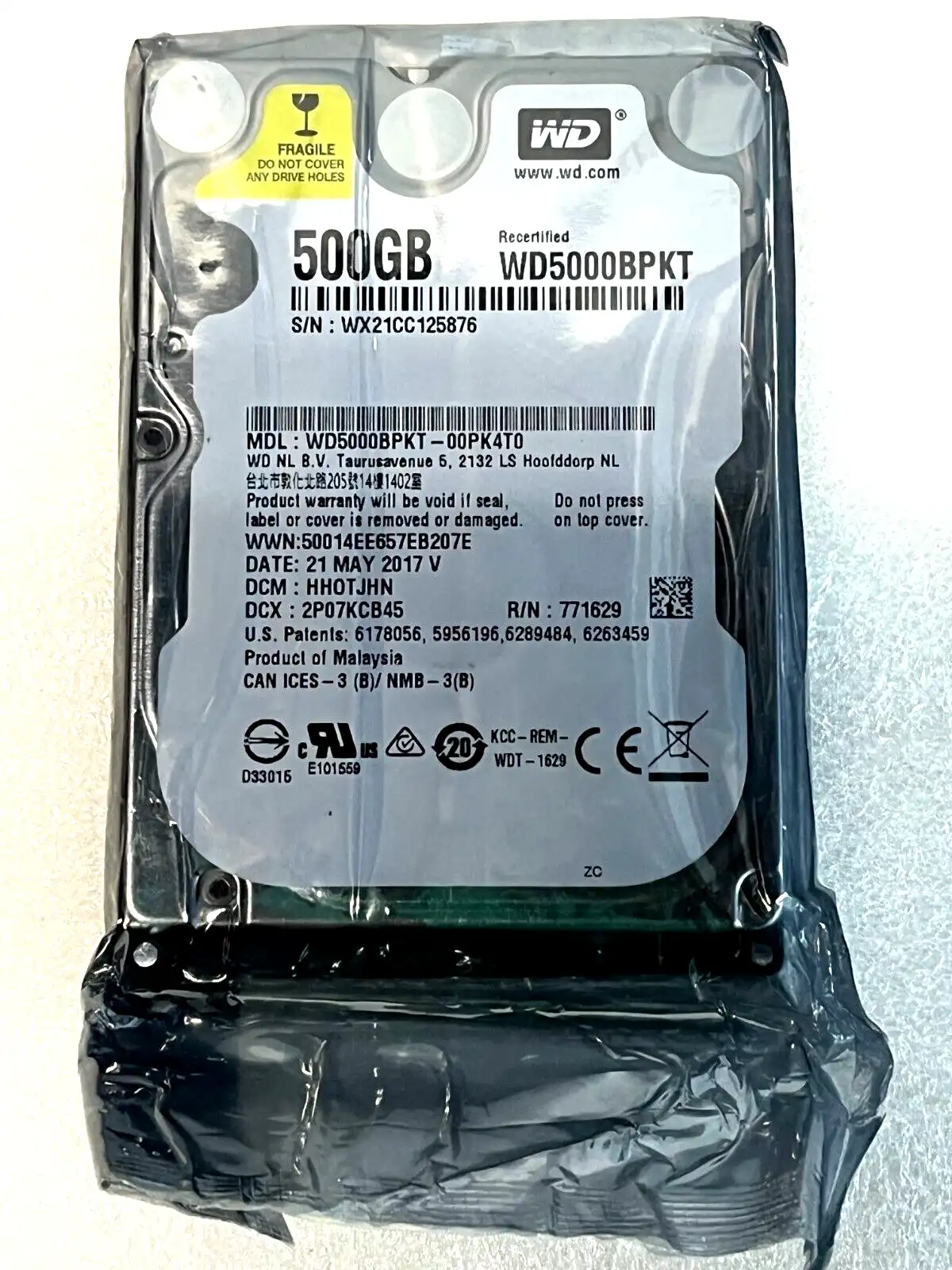 500Gb Western Digital   WD5000BPKT  SATA 6Gb/s 9.5mm 7200rpm 2.5" Hard Drive