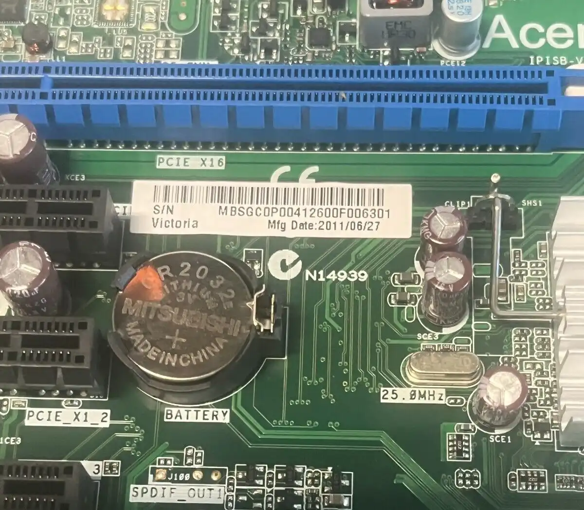 Acer Aspire M1930 IPISB-VR motherboard LGA1155 DDR3  MB.SGC0P.004