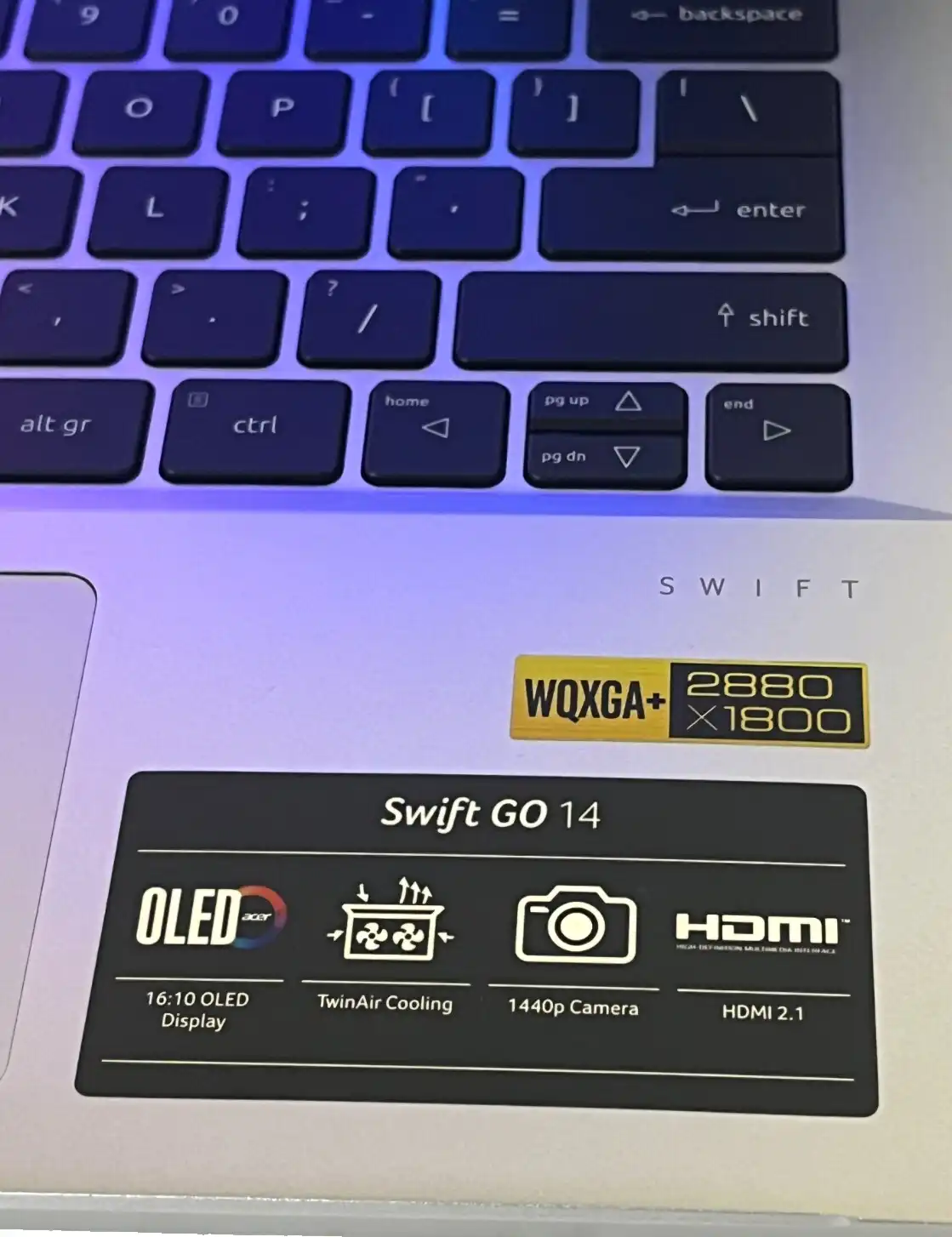 Acer Swift Go 14 SFG14-71 Intel i7-13700h 16Gb 512GB SSD 14" 2.8K OLED 2880x1800