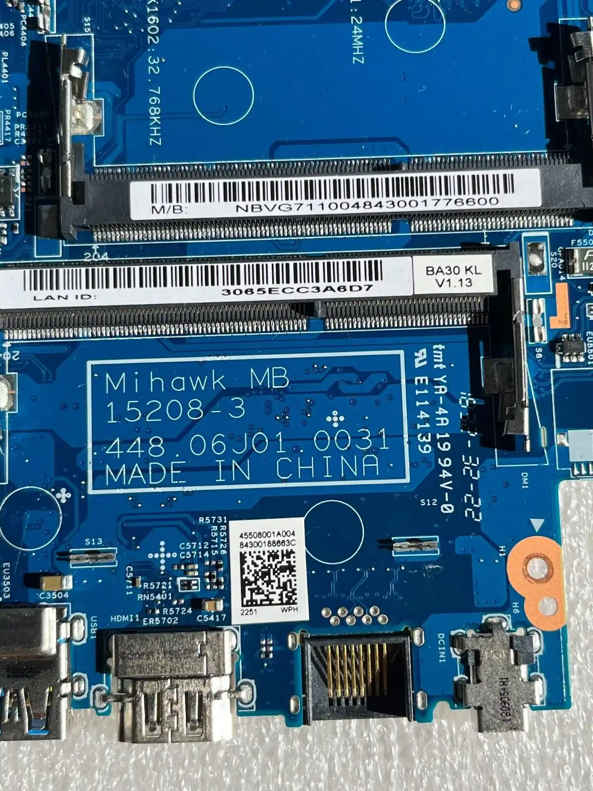 Acer Travelmate P238-G2-M motherboard w/Intel i3-7130 CPU  NB.VG711.004