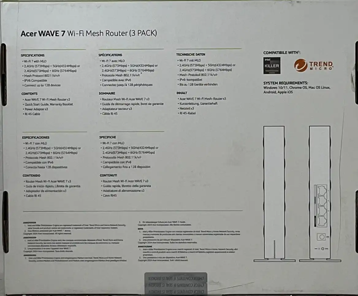 Acer Wave T7c BE6400 WiFi 7 Mesh Router (3 pack)