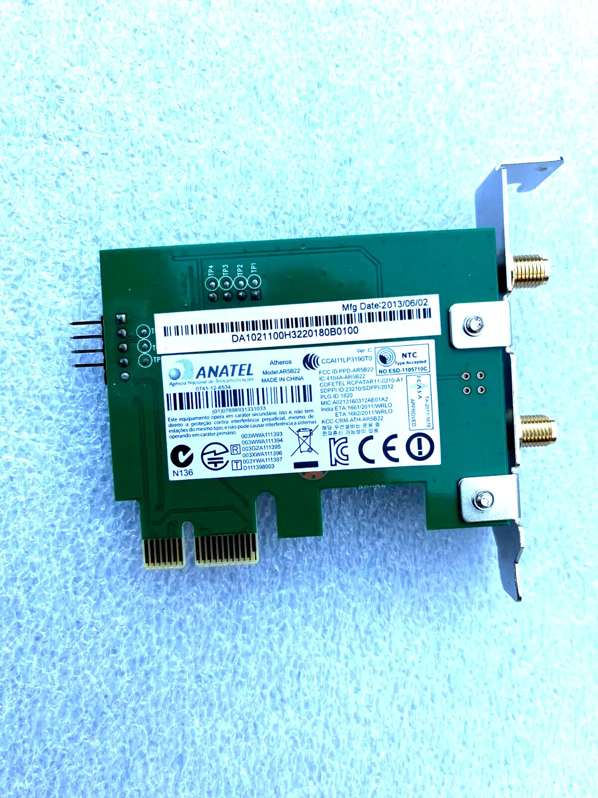 Anatel AR5B22 Low Profile PCI-Express Wireless Lan Card