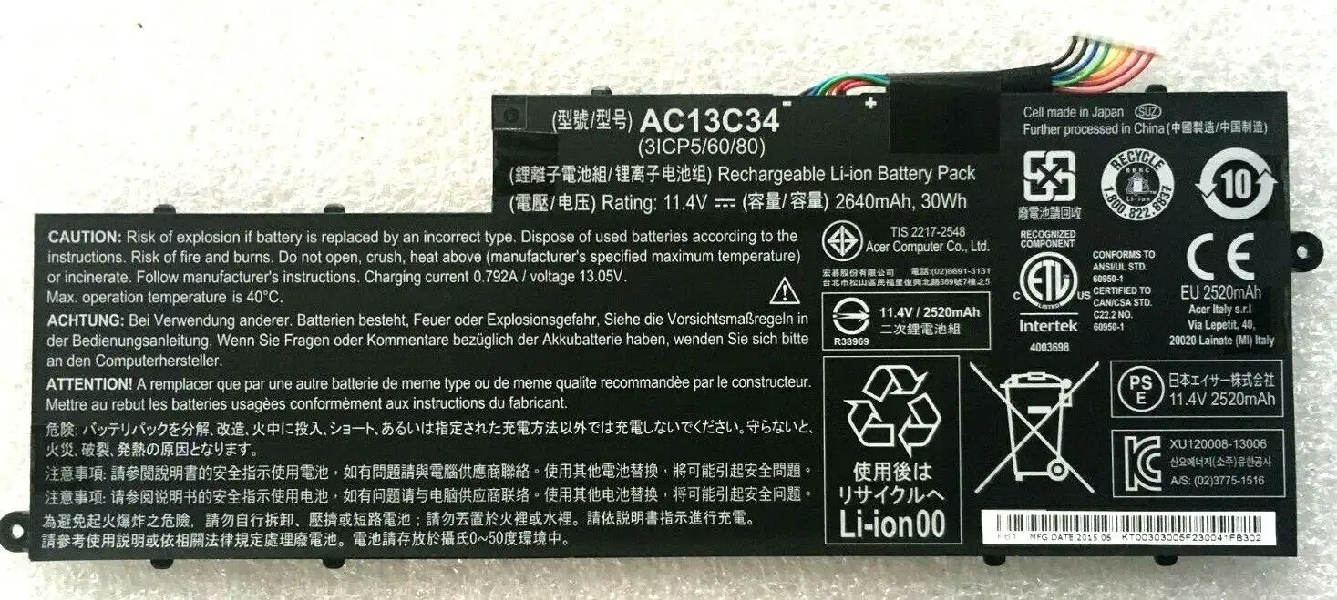 Battery AP13C34 (3ICP5/60/80) Acer Aspire V5-132 ES1-111 genuine Acer part