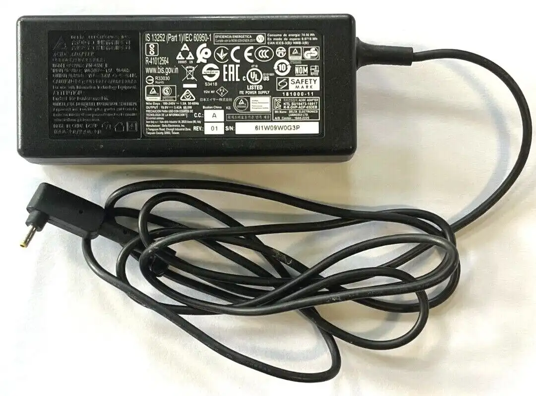 Genuine Acer  AC Adaptor 65W 19V 3.42A  ADP-65DE B   1mm/3mm tip  KP.06501.012