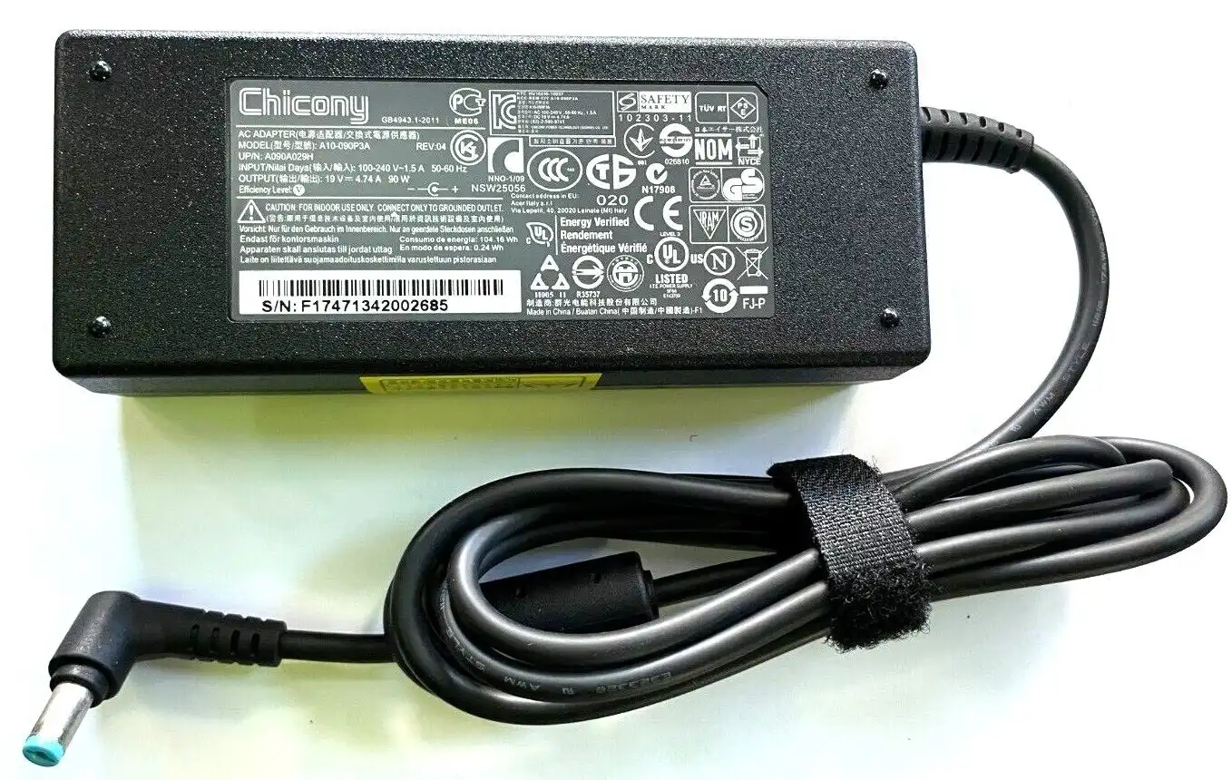 Genuine Acer AC Adaptor 90W 19V 4.74A  Chicony  A10-090P3A  1.7mm/5.5mm tip