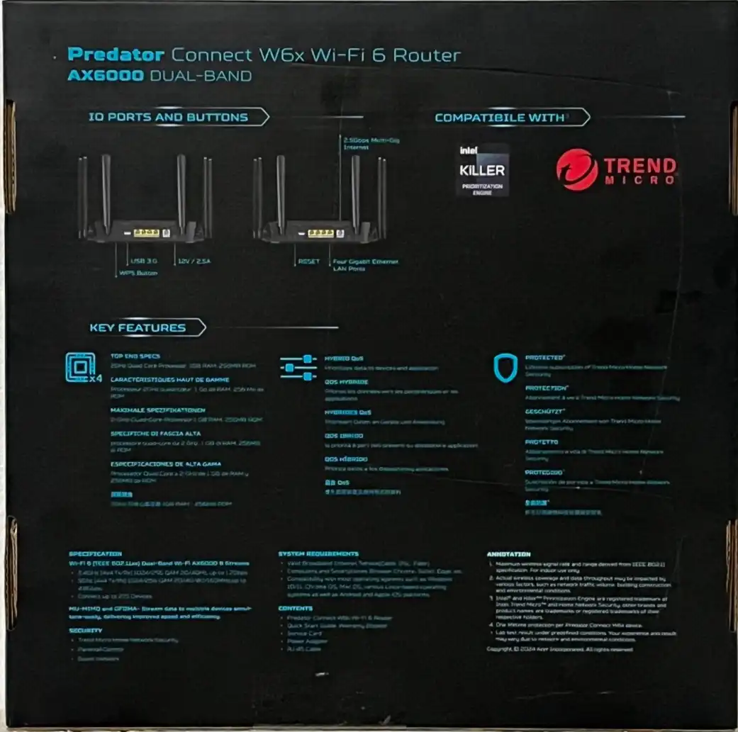 PREDATOR CONNECT W6x AX6000 Wi-Fi 6 Gaming Router
